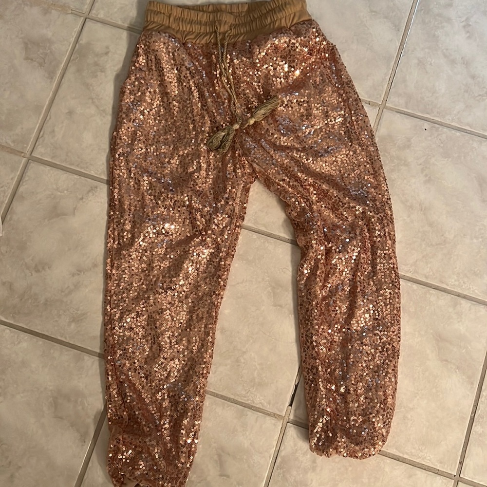 Sequin rose gold ankle pants